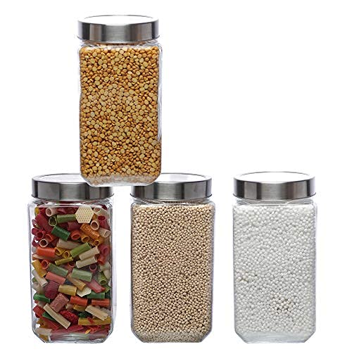 Cutting EDGE Glass Jar Transparent Barni for Kitchen, Aachar Pickle, Dal, Dry Fruits, Masala, Spices, Grocery, Grains Storage Container with Silver See-Through Cap