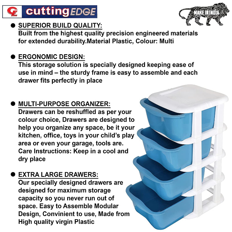 Cutting EDGE Multipurpose Drawers Set Organizer, Rack and Storage for Home, Office, Stationary, Cosmetics, Bathroom