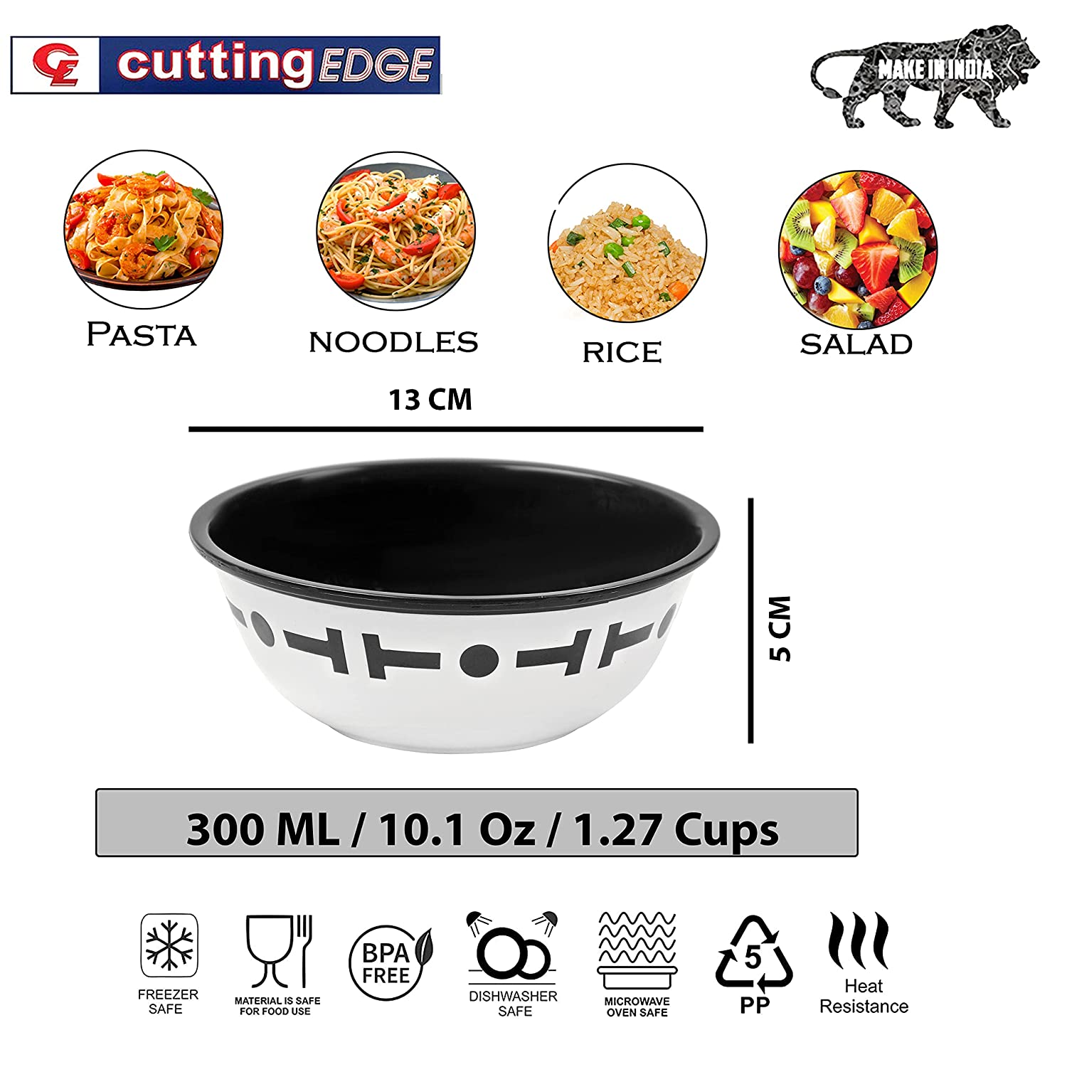 Cutting EDGE Double Color Big Bowl for Mixing, Snacks, Kitchen, Serving Food, Microwave Safe Plastic Bowl