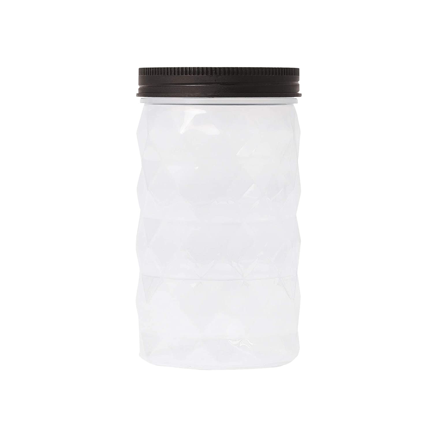 Cutting EDGE Twister Airtight Plastic Mini Jar Without Basket, Clear, Diamond Checkers Container - for Rice, Dal, Atta, Flour, Cereals, Pulses, Snacks, Stackable, BPA Free