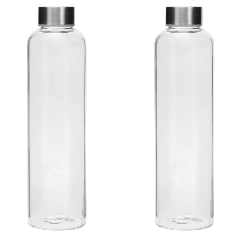 Cutting EDGE Borosilicate Round Glass Water Bottle for School, Home, Office, Travel, Sport, Yoga, Gym, Hot, Cold Drinks (Transparent)