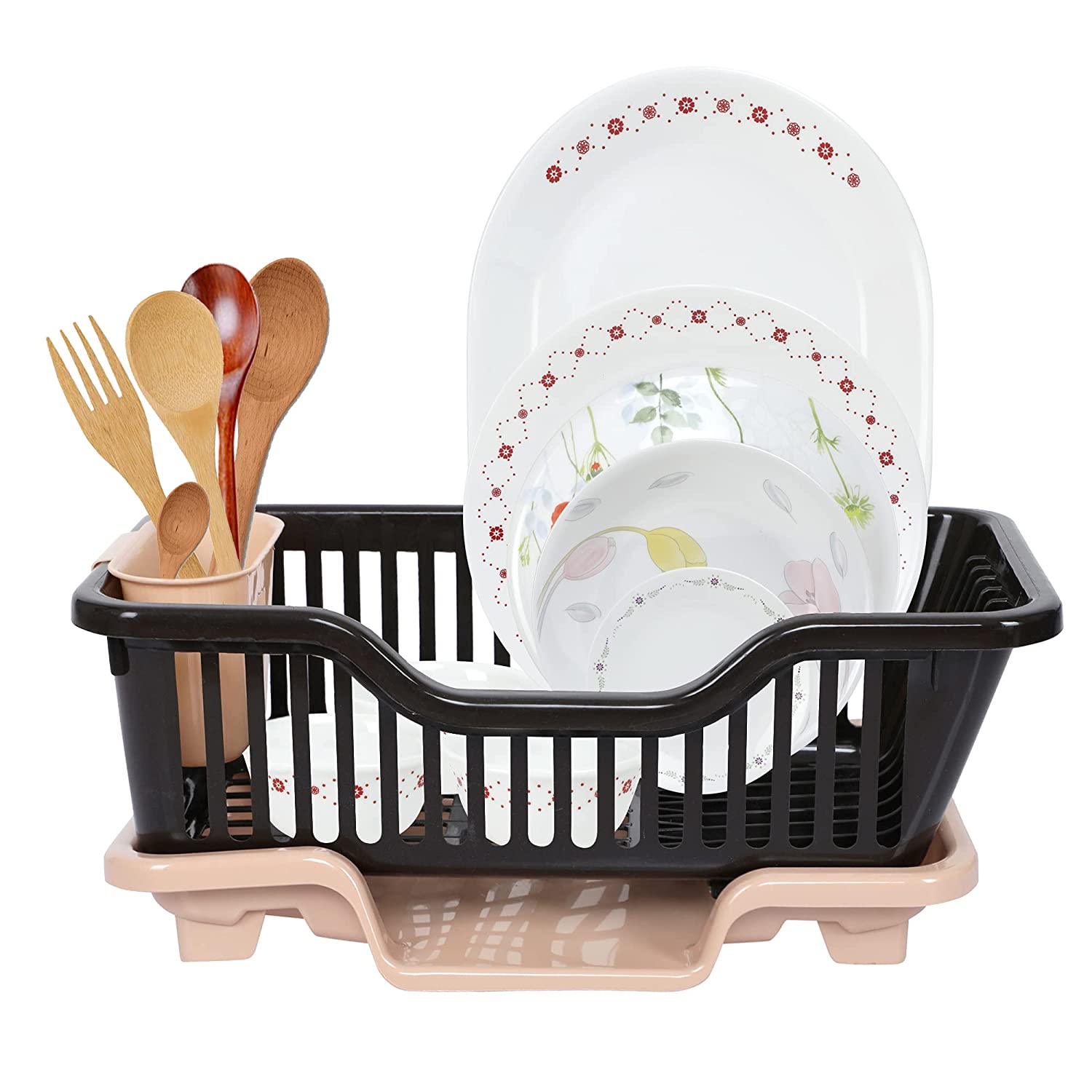 Cutting EDGE Durable Kitchen Sink Dish Rack Drainer, Drying Rack, Washing Basket with Tray for Kitchen, Dish Rack Organizers, Utensils Tools | Plastic (Small Size)