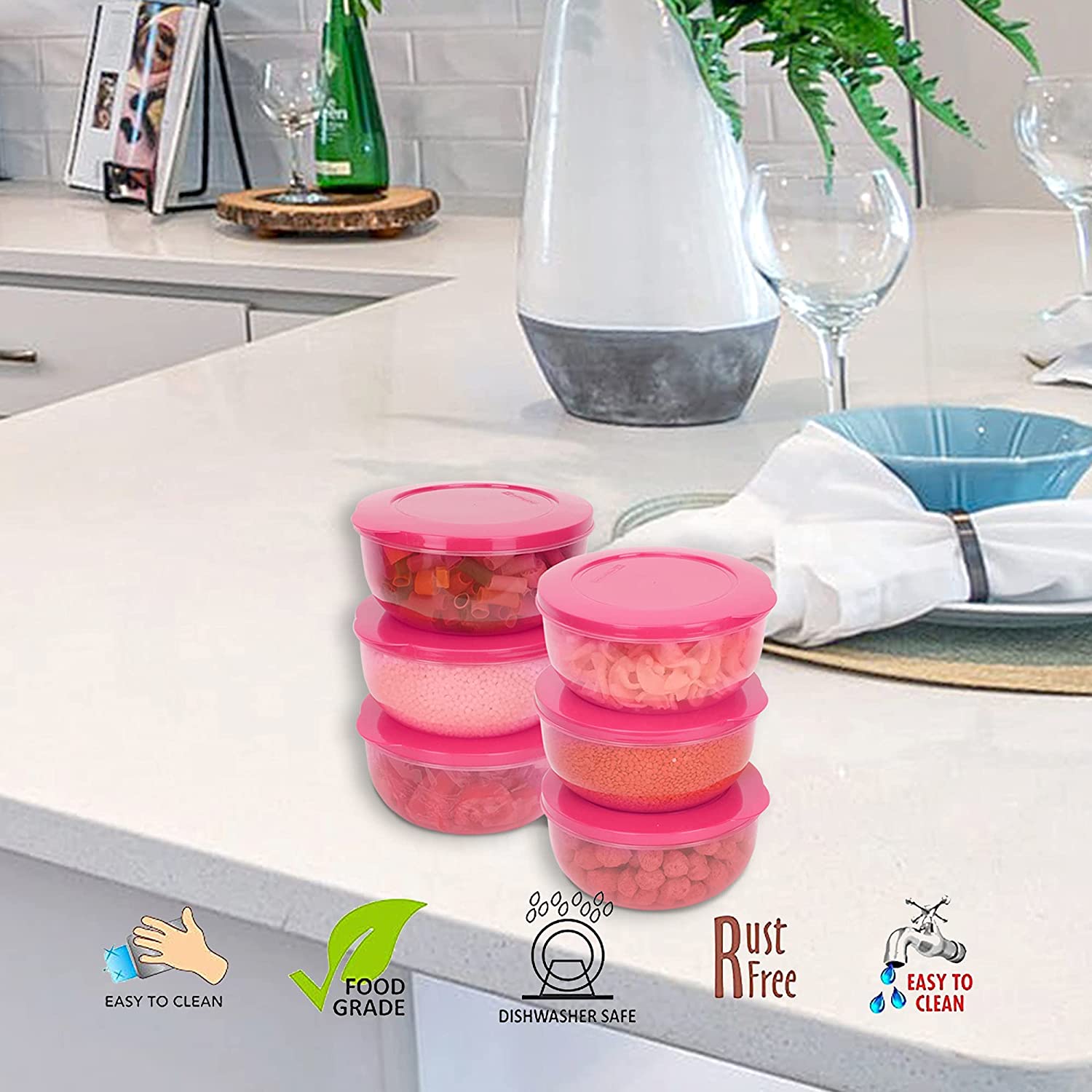 Cutting EDGE Eco-Storage Plastic Container & Organizer Set for Kitchen, Refrigerator, Home Use, Lunch & Food Storage ( Set Of 6)