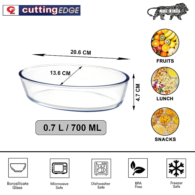 Cutting EDGE Onyx Bake and Serve Loaf Oven/Microwave Safe Glass Oval Dish (Transparent)