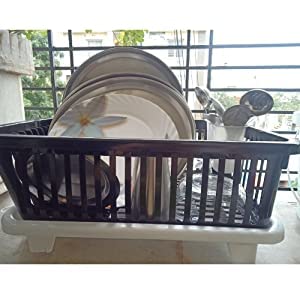 Cutting EDGE Durable Kitchen Sink Dish Rack Drainer, Drying Rack Washing Basket with Tray for Kitchen, Dish Rack Organizers for Utensils & Tools (Side Tray)