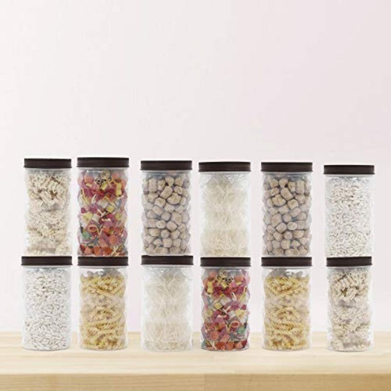 Cutting EDGE Twister Airtight Plastic Mini Jars with Basket, Diamond Checkers Container for Spices, Dry Fruits, Cereals, Snacks, Stackable, BPA Free