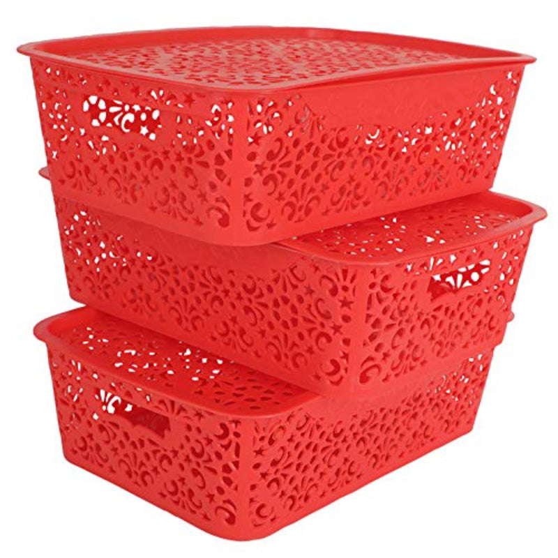 Cutting EDGE Open Storage Bins Turkish Basket Large (42 x 32 x 23 cm) for Storage Baskets for Fruit Vegetable Bathroom Stationary Home Basket with Handle