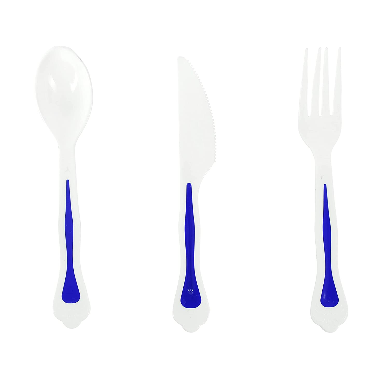 Cutting EDGE Double Color Dinner with Big Plates,Small Plates, Big Bowls,Small Bowls, Spoons,Fork and Knife