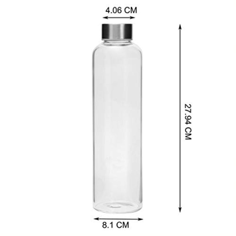 Cutting EDGE Borosilicate Round Glass Water Bottle for School, Home, Office, Travel, Sport, Yoga, Gym, Hot, Cold Drinks (Transparent)