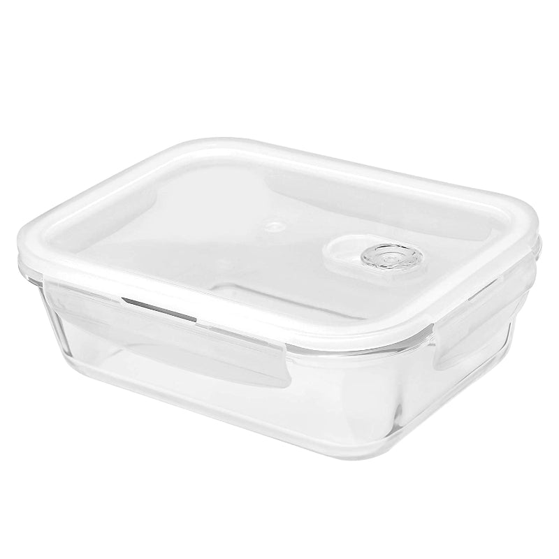 Cutting EDGE Smart Lock Borosilicate Rectangular Lunch Boxes / Glass Food Container with Air Vent Lid