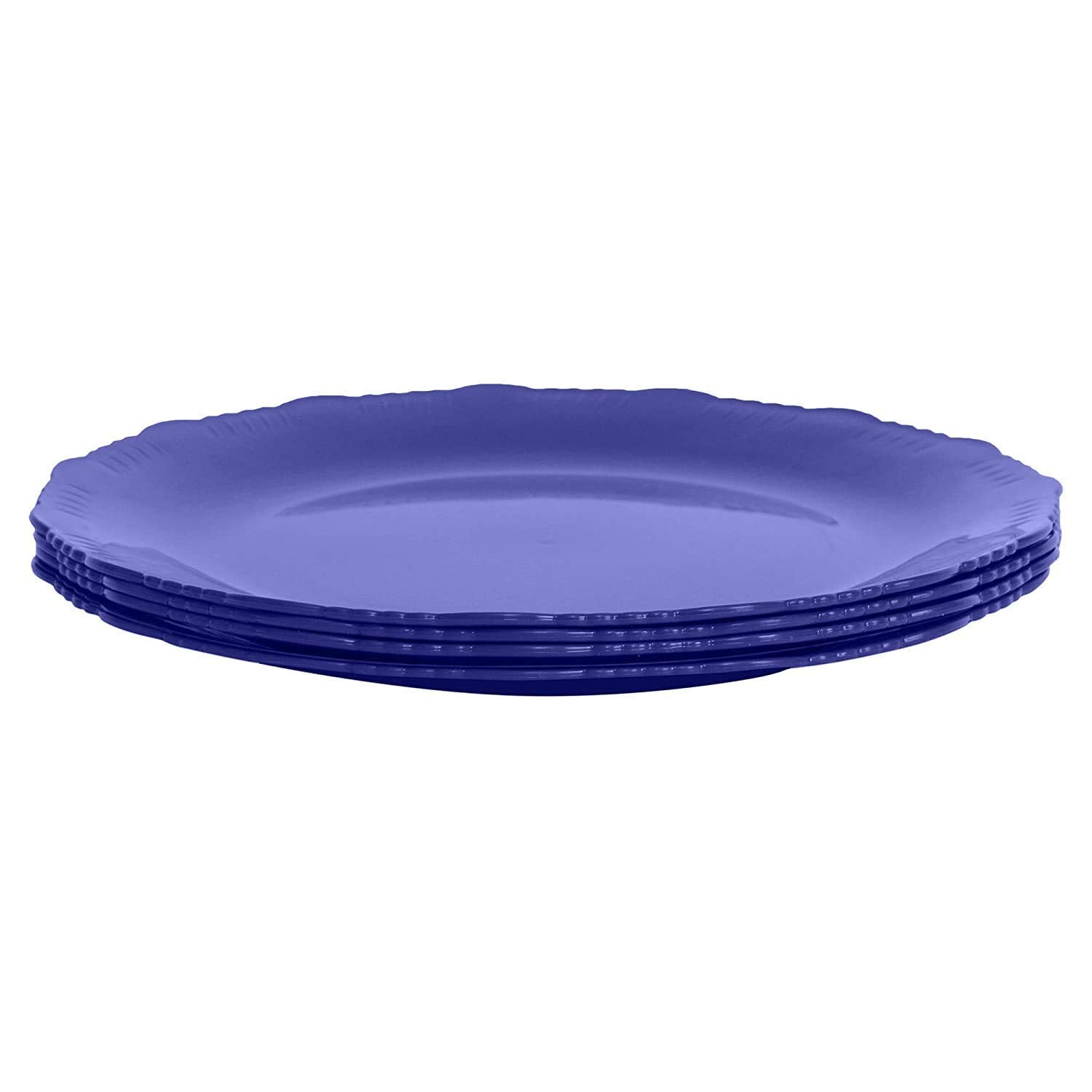 Cutting EDGE Round Colorful Set of Dinner Plates for Families, Daily Use, Parties, Unbreakable, Kid Friendly, Microwave Safe, Dishwasher Safe - Dark Blue (Set of 4)