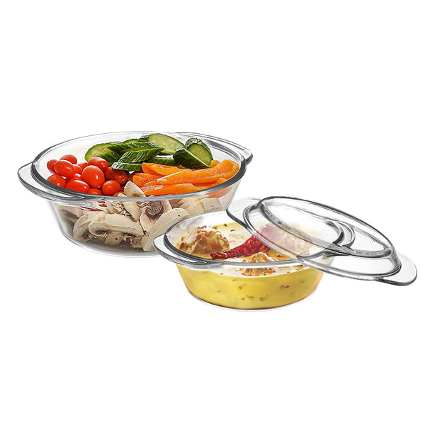 Cutting EDGE Onyx Bake and Serve Loaf Oven/Microwave Safe Glass Oval Dish (Transparent) Casserole Set