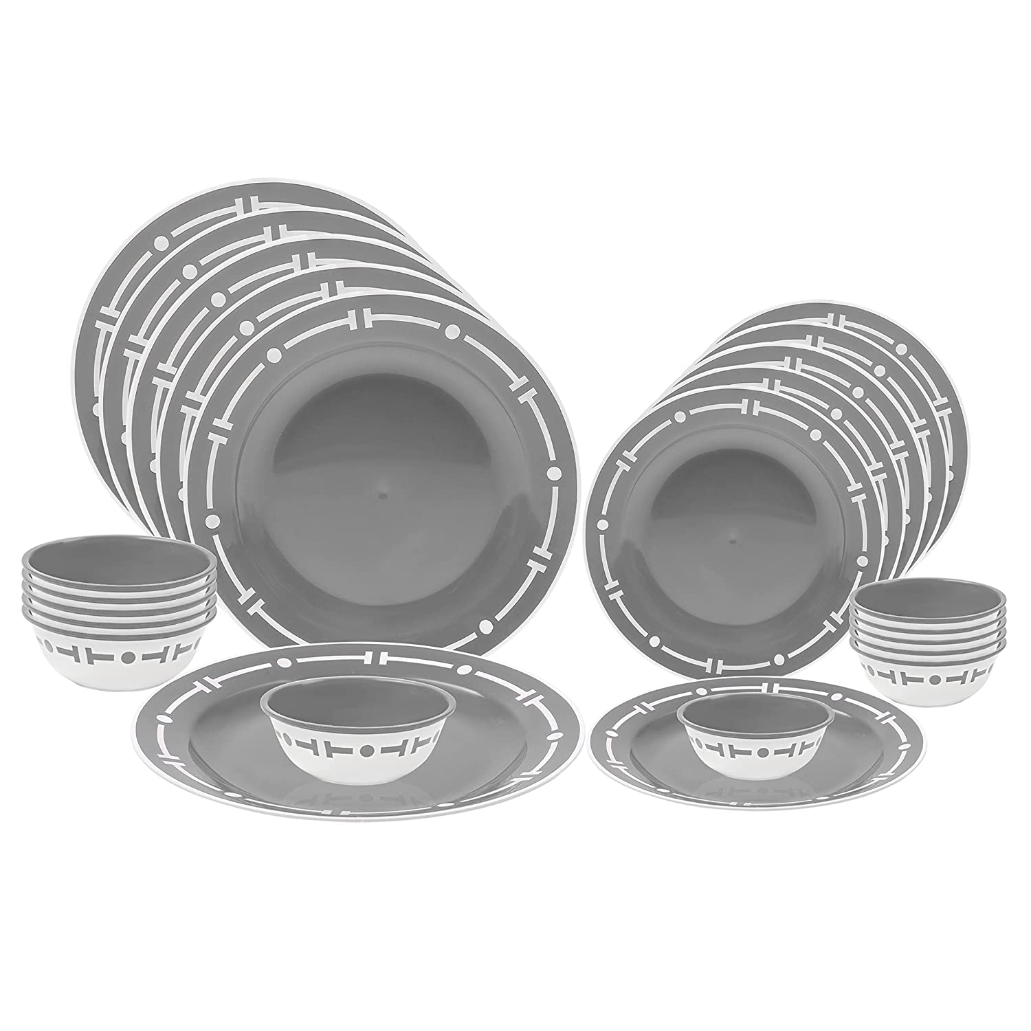 Cutting EDGE Double Color Dinner with Big Plates,Small Plates, Big Bowls,Small Bowls, Spoons,Fork and Knife
