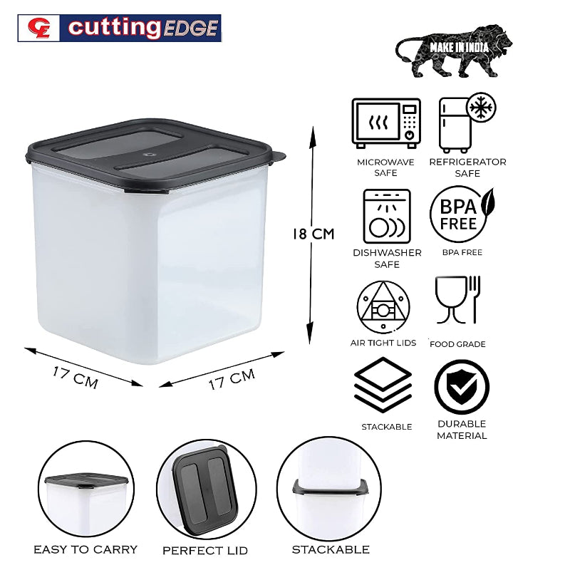 Cutting EDGE Square Modular Air Tight Multi Purpose Container - For Rice, Flour, Cereals, Sugar & More