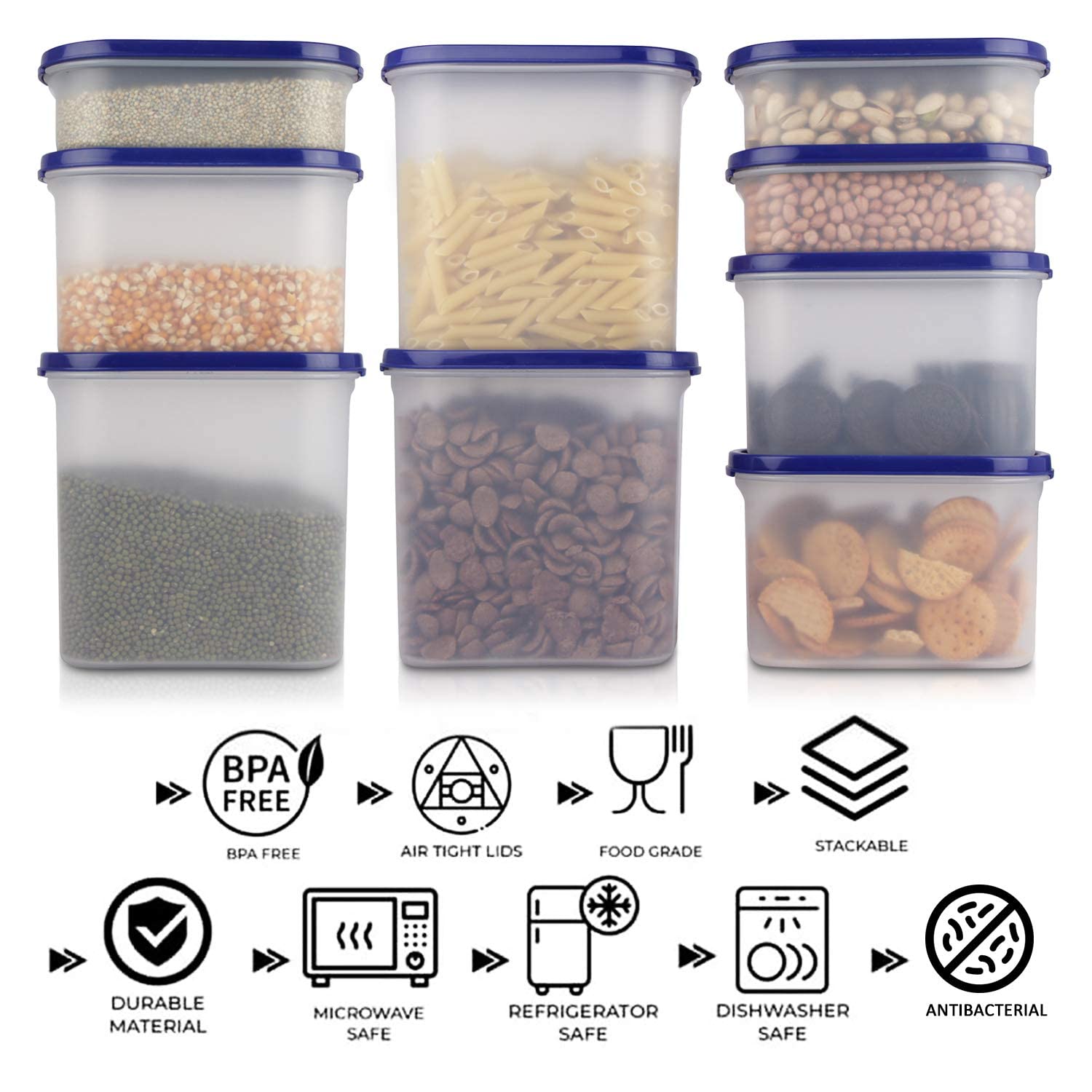Cutting EDGE Kitchen Storage Container Set for Rice, Dal,Atta, Flour, Cereals, Pulses, Snacks, Stackable, BPA Free, Assorted Colors