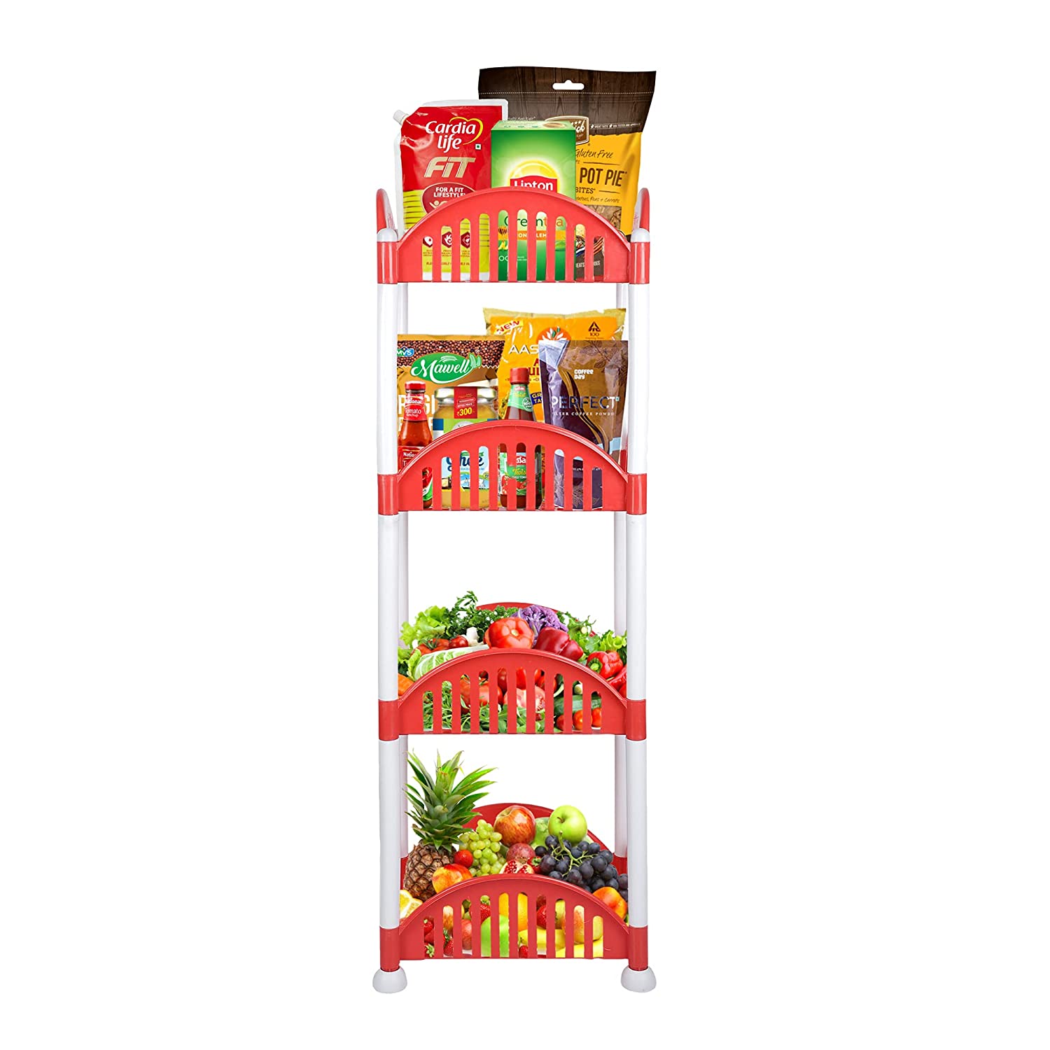 Cutting EDGE Premium Eco-Plastic Shelf Rack 32x23 CM - 4 Layer, For Kitchen & Office Use, Fruits, Vegetables, Onion, Sabji Tier Basket Tray & Stand, Multipurpose Use for Home, Cosmetics Super Sturdy Organizer Storage
