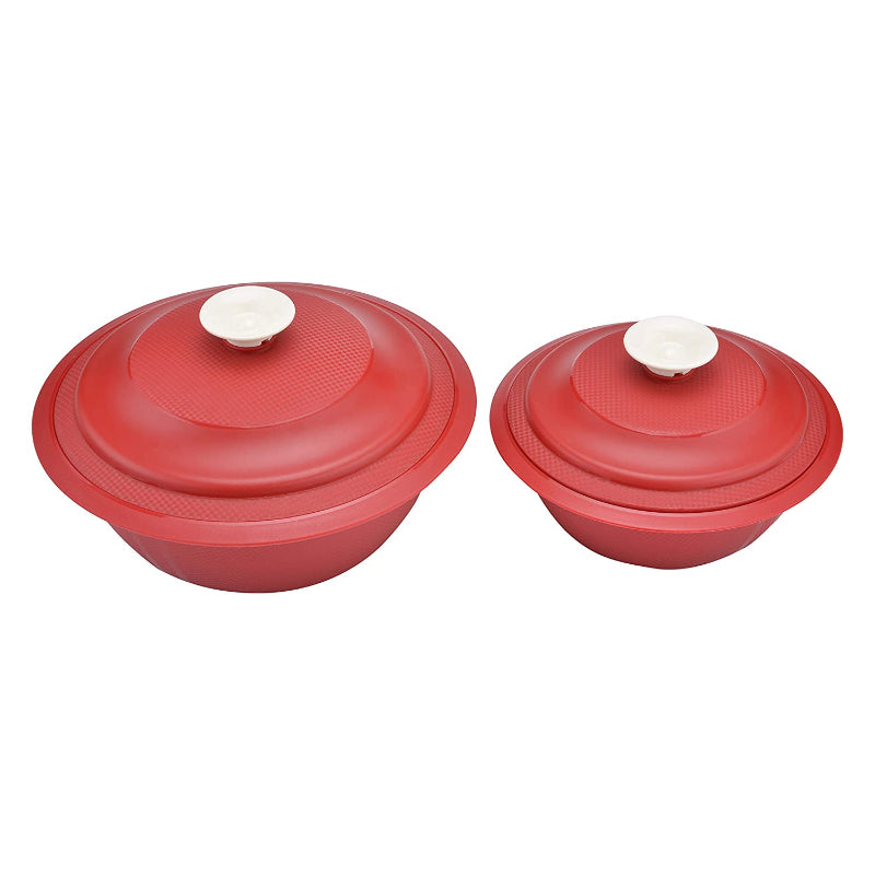 Cutting EDGE Plastic Big and Small Serveware (Red, 1100ml and 2200ml)