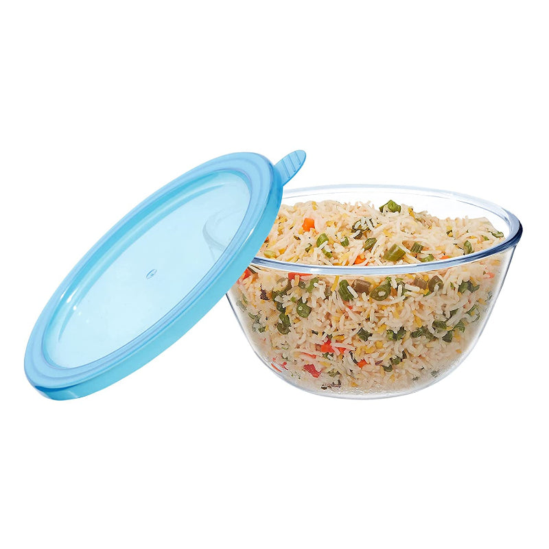Cutting EDGE Lumina High Borosilicate Glass Bowl with Lid, Food Safe Bakeware, Round Toughened Microwave Oven Safe Thermal Shock Resistance, Lead & Heavy Metal Free Bowls for Kitchen
