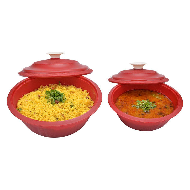 Cutting EDGE Plastic Big and Small Serveware (Red, 1100ml and 2200ml)