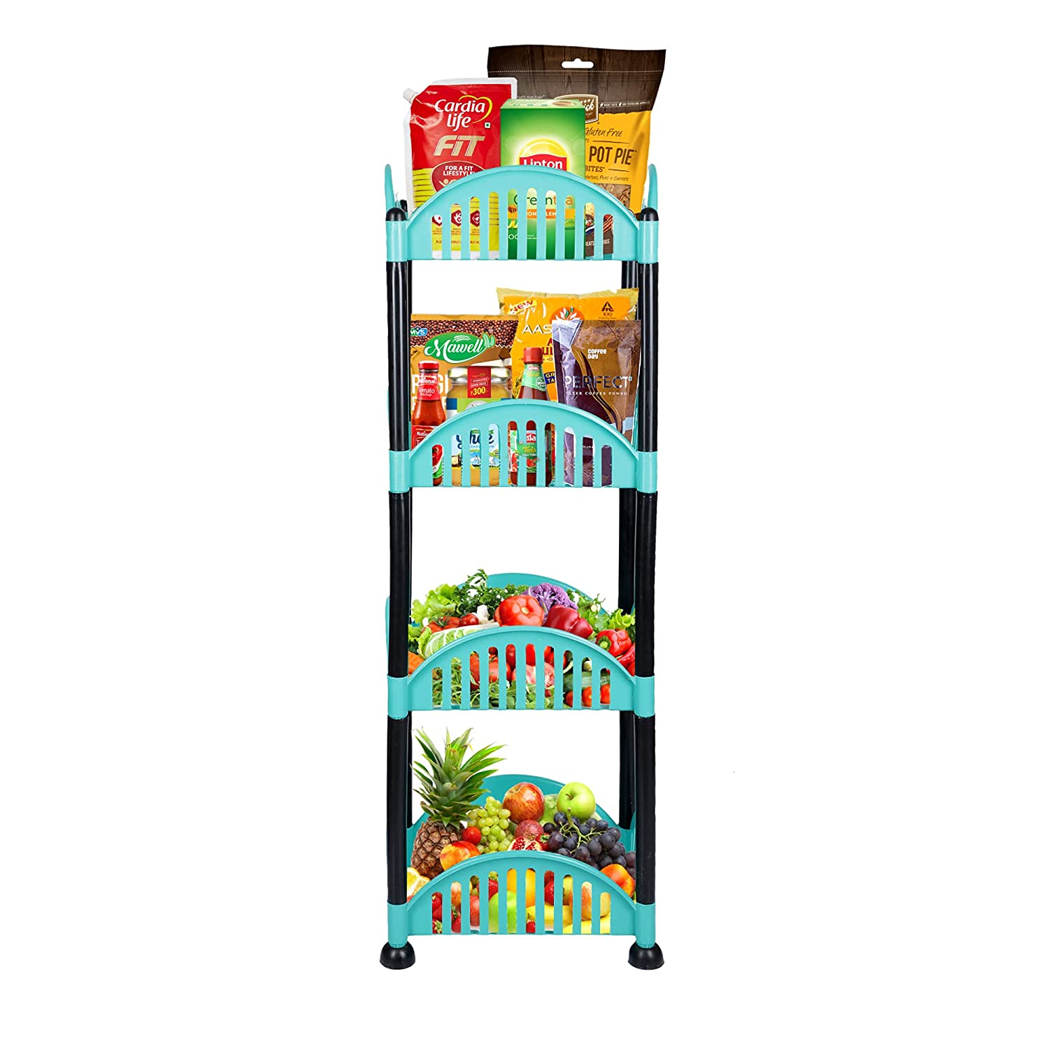 Cutting EDGE Premium Eco-Plastic Shelf Rack 32x23 CM - 4 Layer, For Kitchen & Office Use, Fruits, Vegetables, Onion, Sabji Tier Basket Tray & Stand, Multipurpose Use for Home, Cosmetics Super Sturdy Organizer Storage