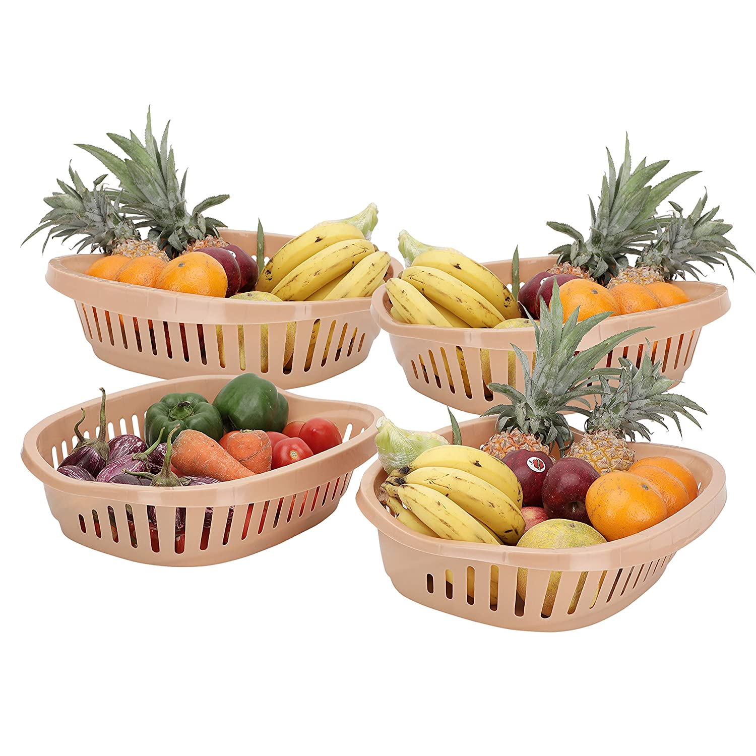 Cutting EDGE Fruits and Vegetables Storage Basket / Modern Design Draining Plastic Tokri, Extremely Durable, Home & Kitchen Organizer