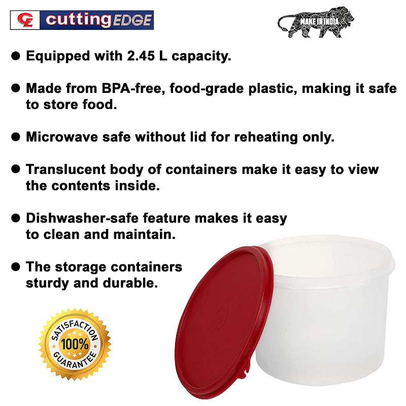 Cutting EDGE Jumbo Round Modular Airtight Container for Pulses,Flour, Rice, Grocery, Snacks, Spices - Stackable, BPA Free, Food Grade, Leak Proof, Durable