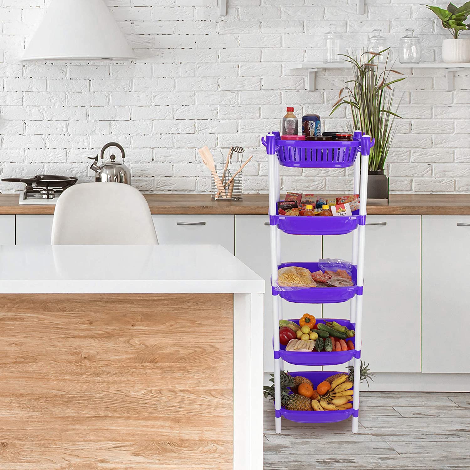 Cutting EDGE Plastic 3 Steps/Layer Shelf Rack for Kitchen Home & Office Use, Fruits, Onion, Potato, Vegetables Tier Basket Trays for Household Multi-purpose for Cosmetics Super Sturdy Organiser Storage