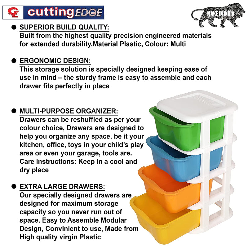 Cutting EDGE Multipurpose Drawers Set Organizer, Rack and Storage for Home, Office, Stationary, Cosmetics, Bathroom