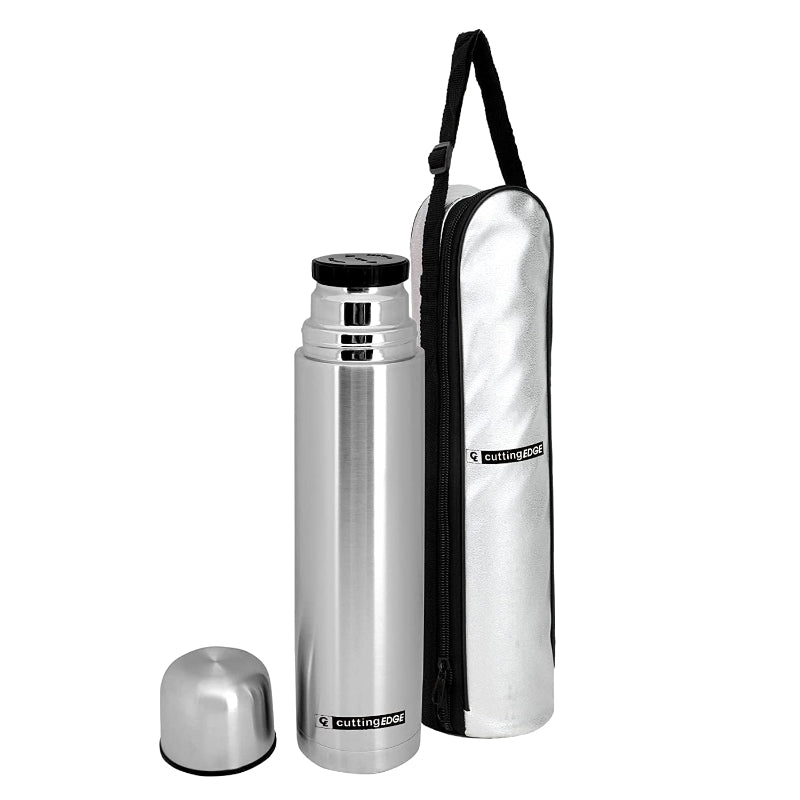 Cutting EDGE Stainless Steel Bullet Design Flask Bottle with Bag/Cover Features Flip Lid, Insulated Flask Thermos
