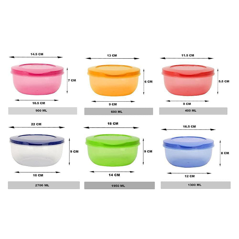 Cutting EDGE 6 Pcs Eco-Storage Plastic Container & Organizer Set for Kitchen, Refrigerator & Home Use