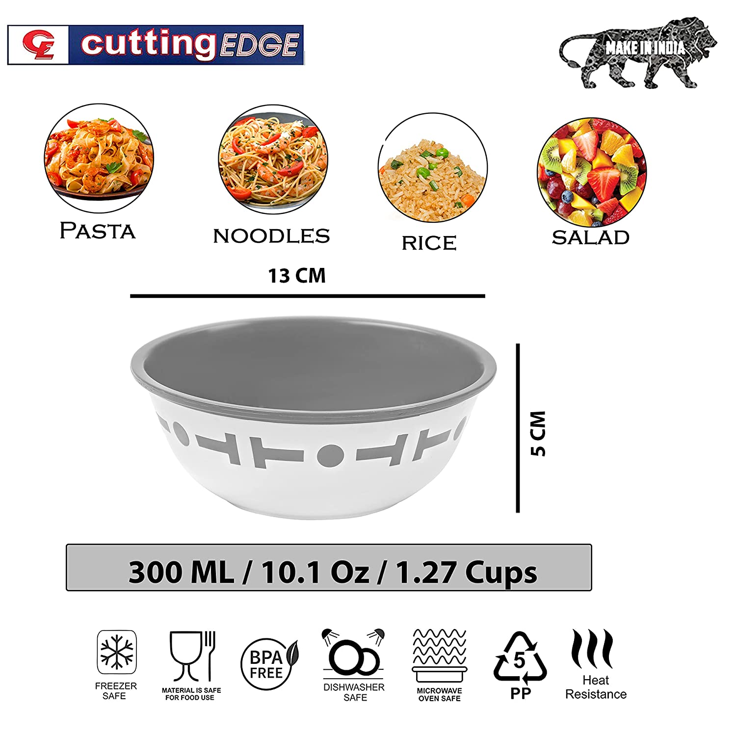 Cutting EDGE Double Color Big Bowl for Mixing, Snacks, Kitchen, Serving Food, Microwave Safe Plastic Bowl