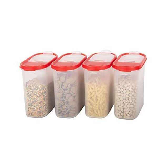 Cutting EDGE Flip-Top Kitchen Storage Container/Dispenser for Rice | Flour | Cereals | Snacks | BPA Free | Modular (Free Plain Lids Extra with Each Container)